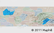 Political Panoramic Map of Yingshan, lighten, semi-desaturated