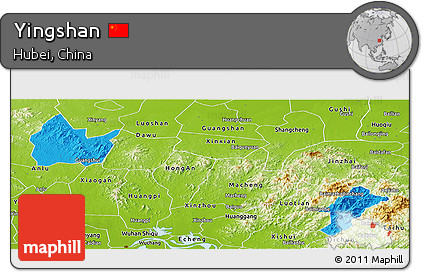 Political Panoramic Map of Yingshan, physical outside