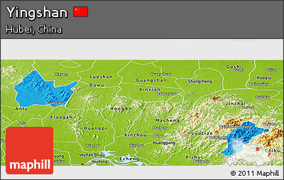 Political Panoramic Map of Yingshan, physical outside
