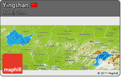 Political Panoramic Map of Yingshan, physical outside