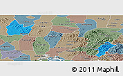 Political Panoramic Map of Yingshan, semi-desaturated
