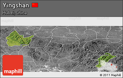 Satellite Panoramic Map of Yingshan, desaturated