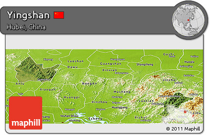 Satellite Panoramic Map of Yingshan, physical outside