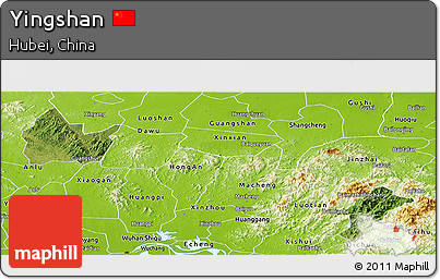 Satellite Panoramic Map of Yingshan, physical outside
