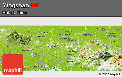 Satellite Panoramic Map of Yingshan, physical outside