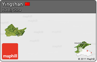 Satellite Panoramic Map of Yingshan, single color outside