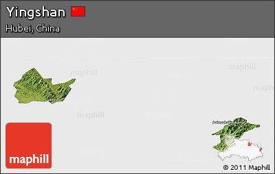Satellite Panoramic Map of Yingshan, single color outside
