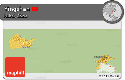 Savanna Style Panoramic Map of Yingshan, single color outside