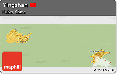 Savanna Style Panoramic Map of Yingshan, single color outside