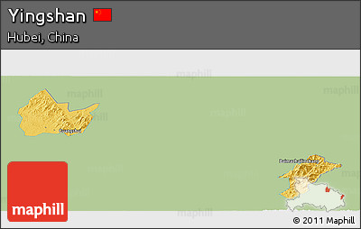 Savanna Style Panoramic Map of Yingshan, single color outside