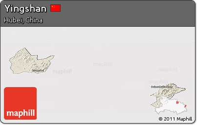 Shaded Relief Panoramic Map of Yingshan, cropped outside