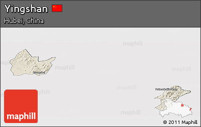Shaded Relief Panoramic Map of Yingshan, cropped outside