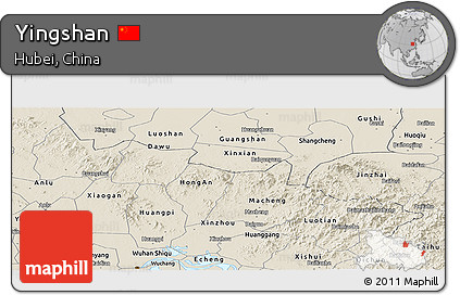 Shaded Relief Panoramic Map of Yingshan