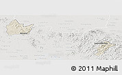 Shaded Relief Panoramic Map of Yingshan, lighten, semi-desaturated