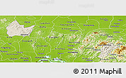 Shaded Relief Panoramic Map of Yingshan, physical outside