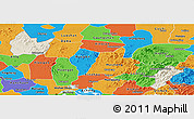 Shaded Relief Panoramic Map of Yingshan, political outside