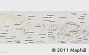 Shaded Relief Panoramic Map of Yingshan, semi-desaturated