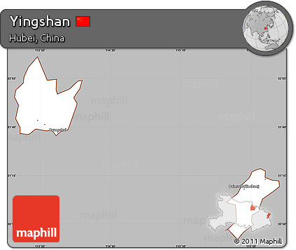 Gray Simple Map of Yingshan, cropped outside