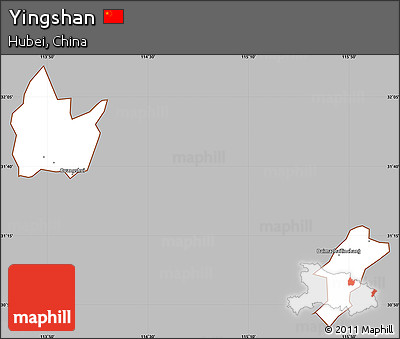 Gray Simple Map of Yingshan, cropped outside