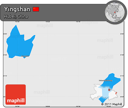 Political Simple Map of Yingshan, single color outside