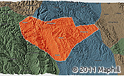 Political 3D Map of Yuan An, darken, semi-desaturated