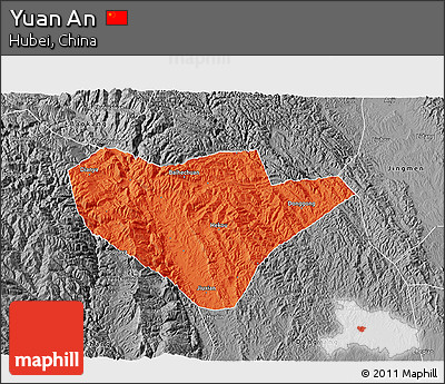 Political 3D Map of Yuan An, desaturated