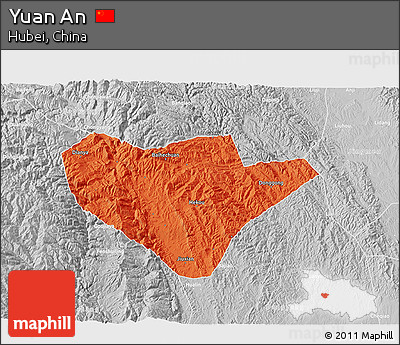 Political 3D Map of Yuan An, lighten, desaturated