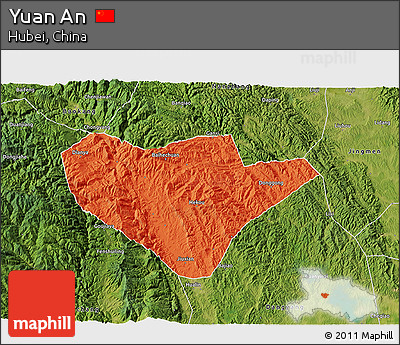 Political 3D Map of Yuan An, satellite outside