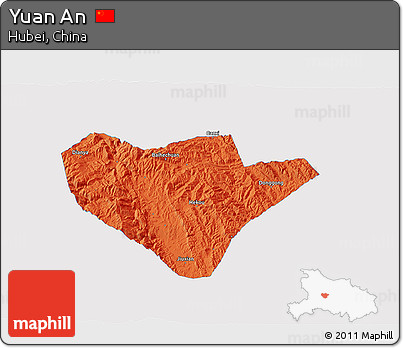 Political 3D Map of Yuan An, single color outside