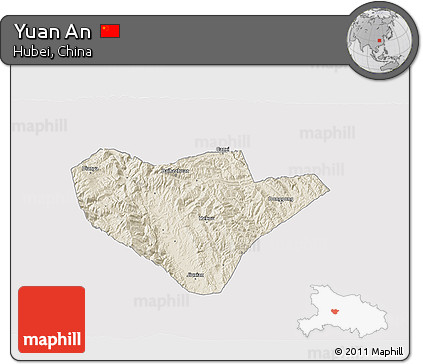 Shaded Relief 3D Map of Yuan An, cropped outside