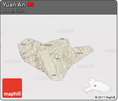 Shaded Relief 3D Map of Yuan An, cropped outside