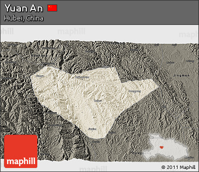 Shaded Relief 3D Map of Yuan An, darken