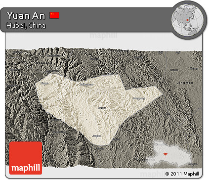 Shaded Relief 3D Map of Yuan An, darken