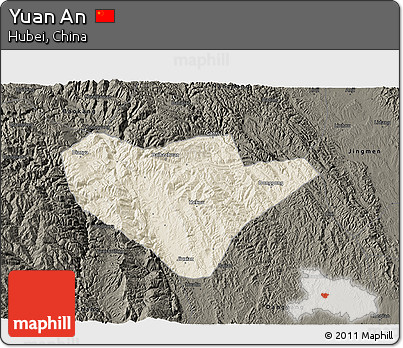 Shaded Relief 3D Map of Yuan An, darken