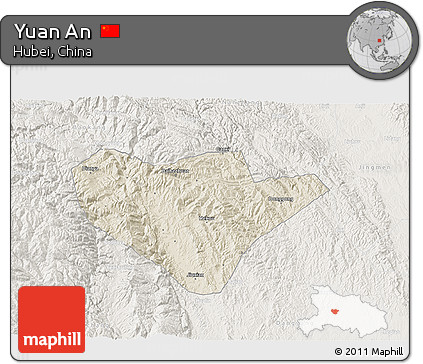 Shaded Relief 3D Map of Yuan An, lighten