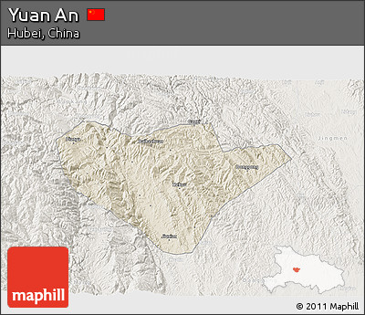 Shaded Relief 3D Map of Yuan An, lighten