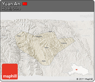 Shaded Relief 3D Map of Yuan An, lighten