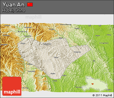 Shaded Relief 3D Map of Yuan An, physical outside