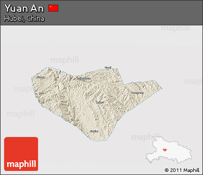 Shaded Relief 3D Map of Yuan An, single color outside