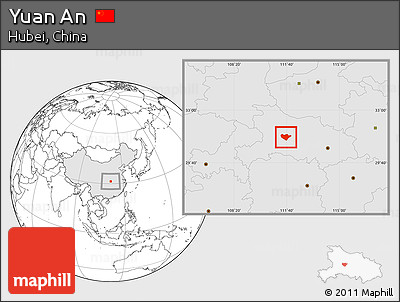 Blank Location Map of Yuan An, highlighted country