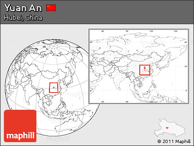 Blank Location Map of Yuan An, highlighted parent region, within the entire country