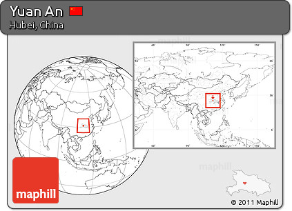 Blank Location Map of Yuan An, highlighted parent region, within the entire country