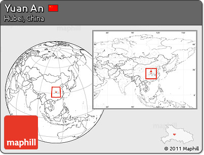 Blank Location Map of Yuan An, highlighted parent region, within the entire country
