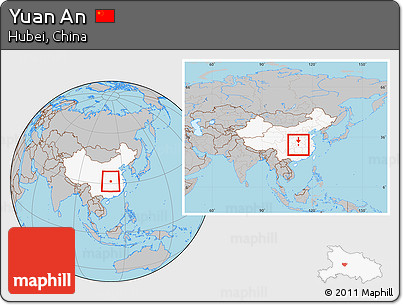 Gray Location Map of Yuan An, highlighted country, within the entire country