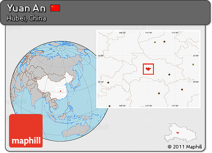 Gray Location Map of Yuan An, highlighted country