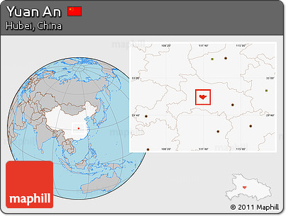 Gray Location Map of Yuan An, highlighted country