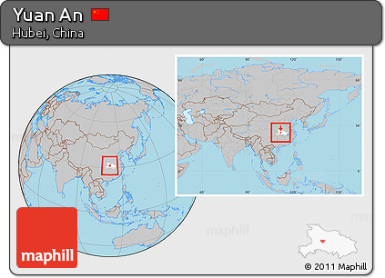 Gray Location Map of Yuan An, highlighted parent region, within the entire country