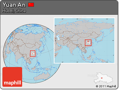 Gray Location Map of Yuan An, highlighted parent region, within the entire country