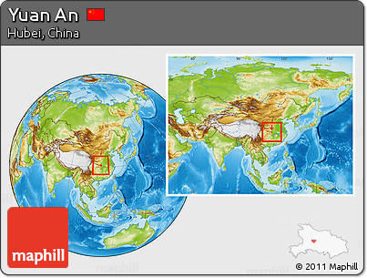 Physical Location Map of Yuan An, within the entire country