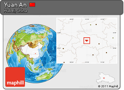 Physical Location Map of Yuan An, highlighted country